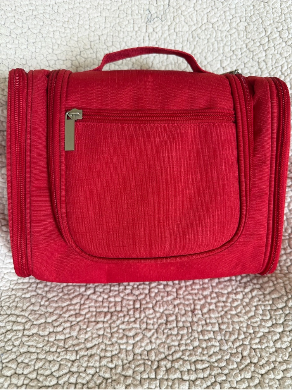 OMSTYLE Red Hanging Travel Toiletry Bag with Top Handle